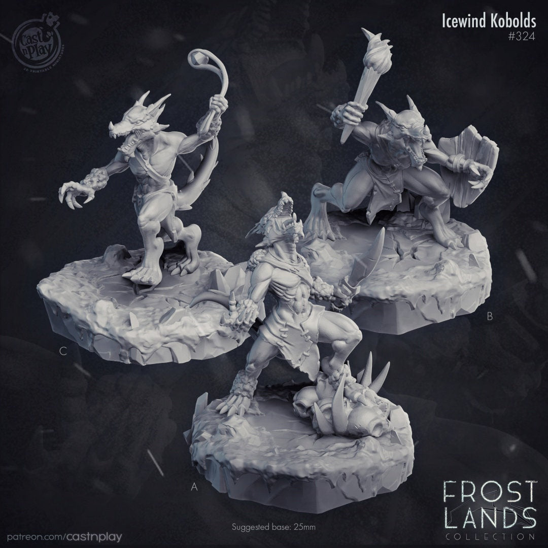 Icewind Kobolds | RPG Miniature for Dungeons and Dragons|Pathfinder|Tabletop | Kobold Miniature | Cast N Play
