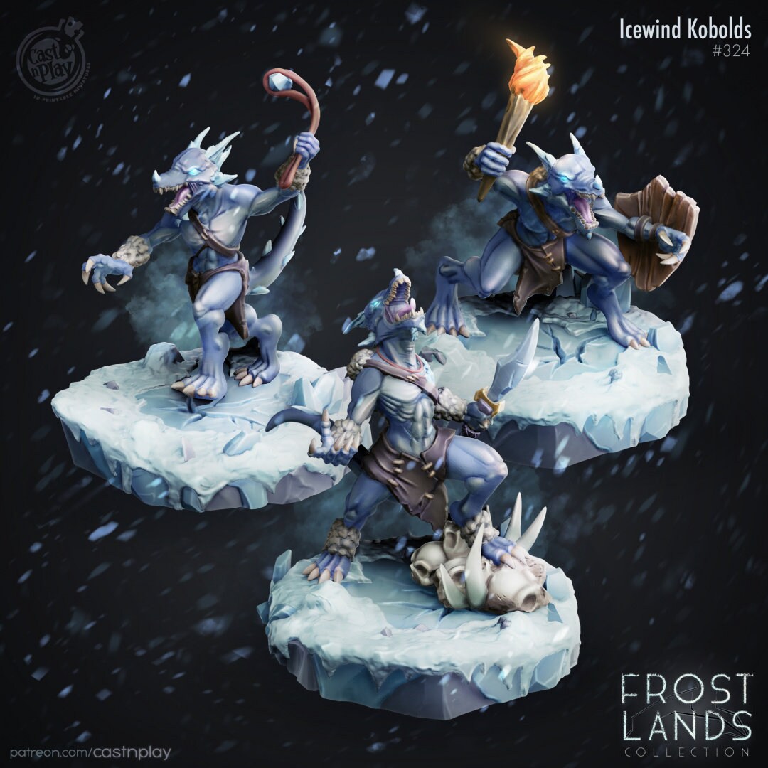 Icewind Kobolds | RPG Miniature for Dungeons and Dragons|Pathfinder|Tabletop | Kobold Miniature | Cast N Play
