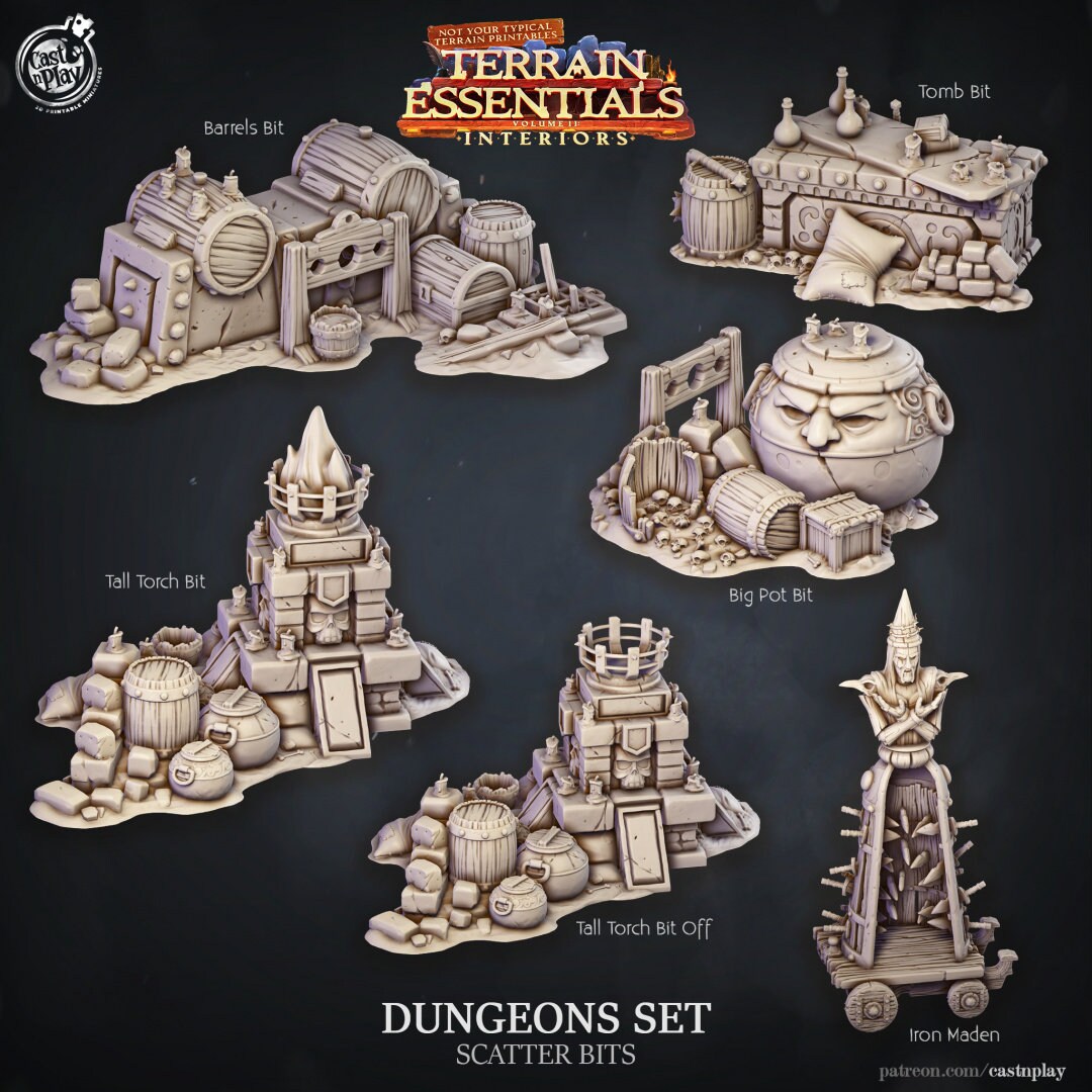 Dungeon Scatter Bits | Dungeon Terrain | RPG Miniature for Dungeons and Dragons|Pathfinder|Tabletop | Scatter Terrain | Cast N Play