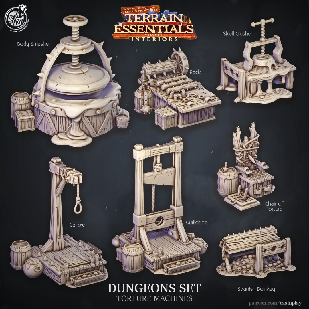 Dungeon Torture Machines | Dungeon Terrain | RPG Miniature for Dungeons and Dragons|Pathfinder|Tabletop | Scatter Terrain | Cast N Play