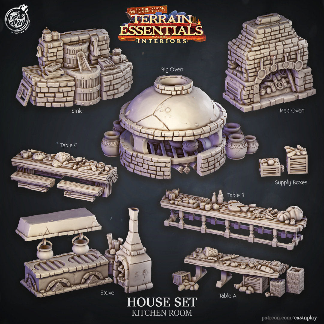 Kitchen Furniture | Housing Terrain | RPG Miniature for Dungeons and Dragons|Pathfinder|Tabletop | Scatter Terrain | Cast N Play
