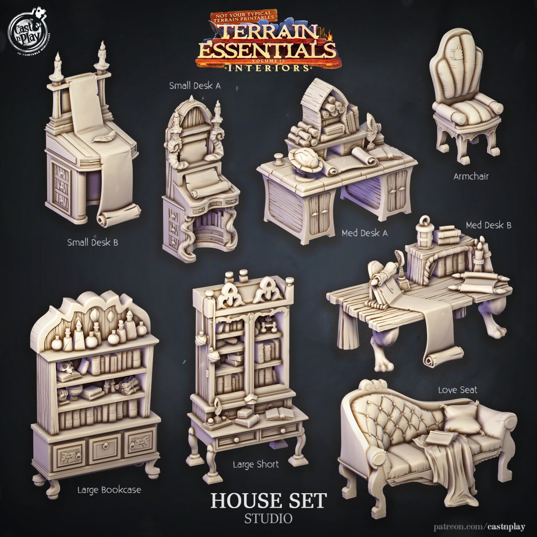 Studio Furniture | Housing Terrain | RPG Miniature for Dungeons and Dragons|Pathfinder|Tabletop | Scatter Terrain | Cast N Play