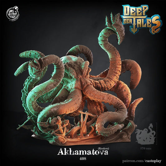 Akhamatova the Kraken | RPG Miniature for Dungeons and Dragons|Pathfinder|Tabletop | Kraken Miniature | Cast N Play