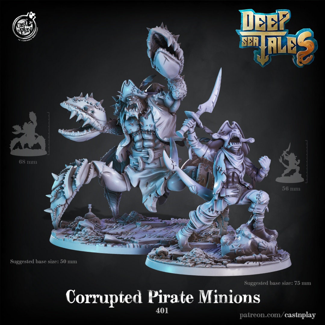 Corrupted Pirate Minions | RPG Miniature for Dungeons and Dragons|Pathfinder|Tabletop | Pirate Miniature | Cast N Play