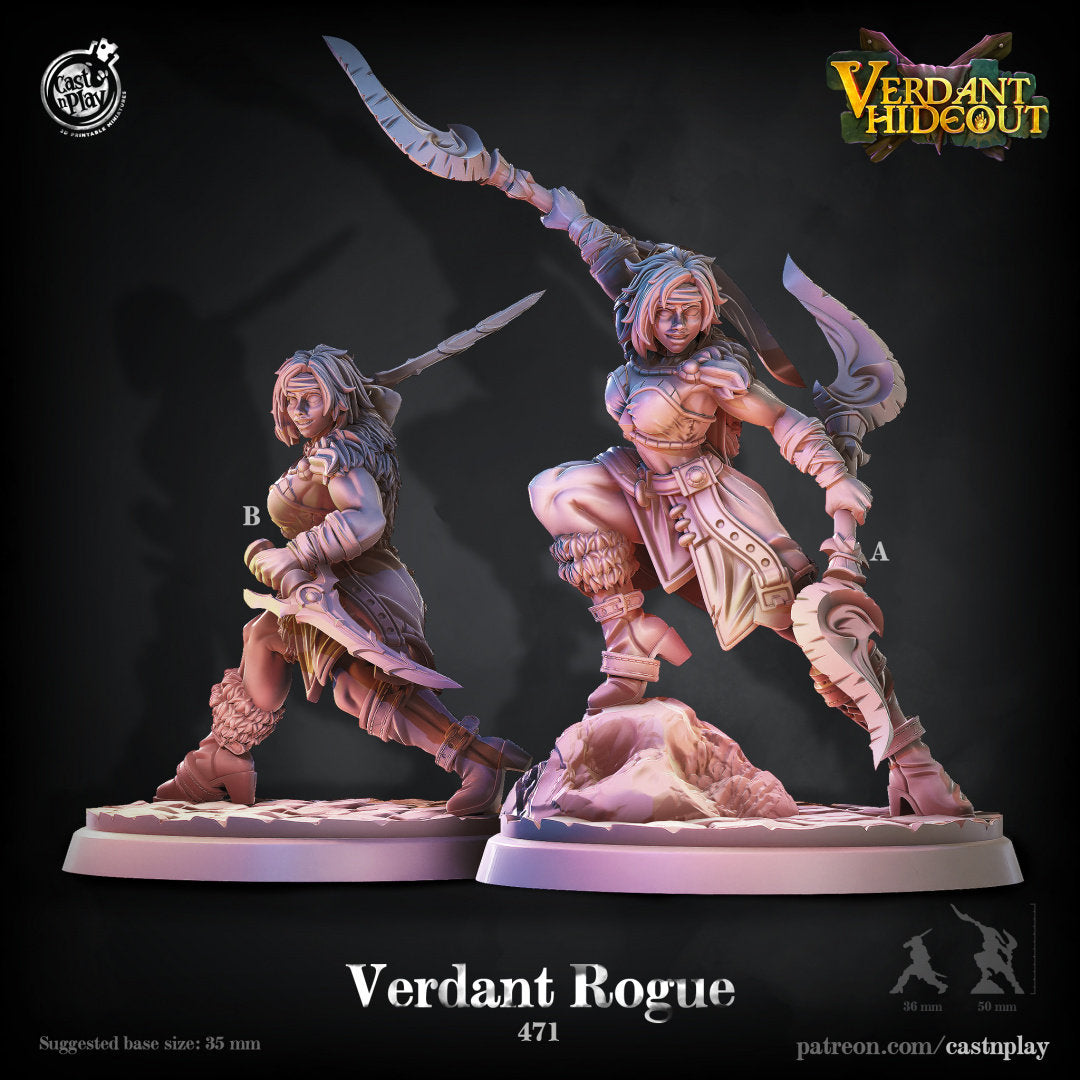 Verdant Rogue | RPG Miniature for Dungeons and Dragons|Pathfinder|Tabletop | Rogue Miniature | Cast N Play