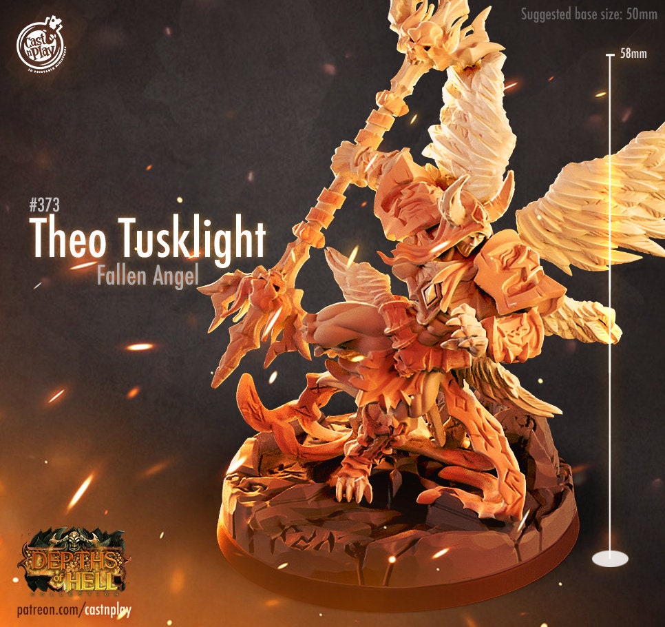 Theo Tusklight | RPG Miniature for Dungeons and Dragons|Pathfinder|Tabletop | Demon Miniature | Cast N Play