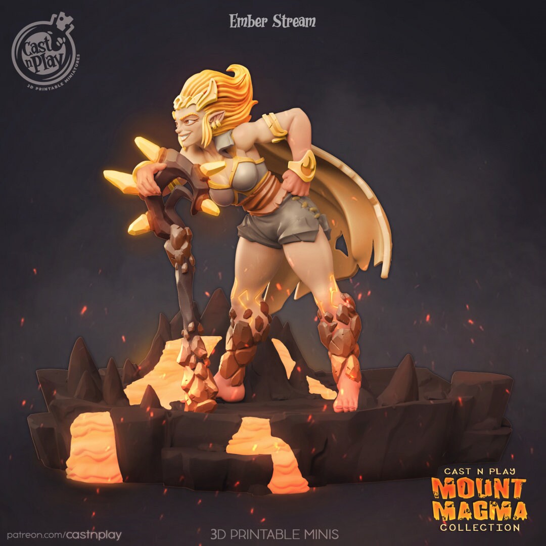 Ember Stream | RPG Miniature for Dungeons and Dragons|Pathfinder|Tabletop Wargaming | Humanoid Miniature | Cast N Play