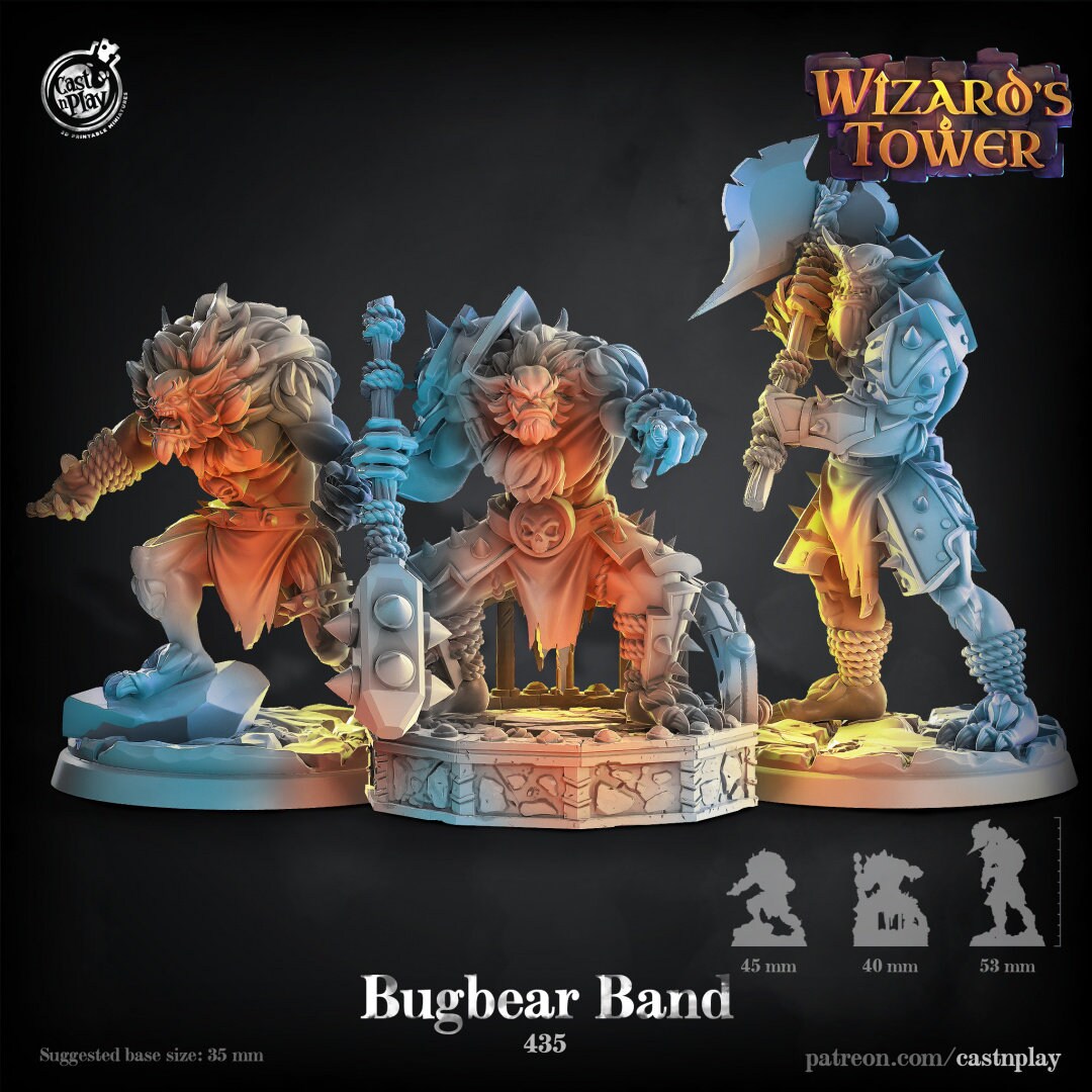 Bugbear Band | RPG Miniature for Dungeons and Dragons|Pathfinder|Tabletop Wargaming | Humanoid Miniature | Cast N Play