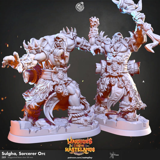 Sulgha, Sorcerer Orc | RPG Miniature for Dungeons and Dragons|Pathfinder|Tabletop Wargaming | Humanoid Miniature | Cast N Play