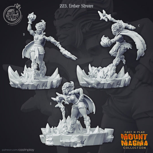 Ember Stream | RPG Miniature for Dungeons and Dragons|Pathfinder|Tabletop Wargaming | Humanoid Miniature | Cast N Play