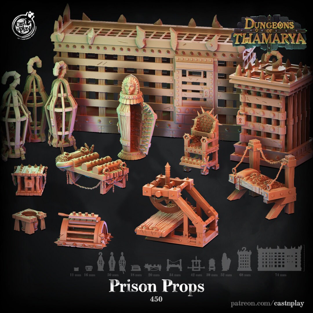 Prison Props | RPG Miniature for Dungeons and Dragons|Pathfinder|Tabletop | Scatter Terrain | Cast N Play
