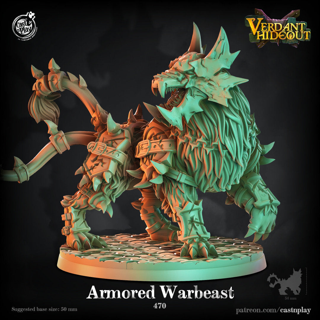 Armoured Warbeast | RPG Miniature for Dungeons and Dragons|Pathfinder|Tabletop Wargaming | Humanoid Miniature | Cast N Play