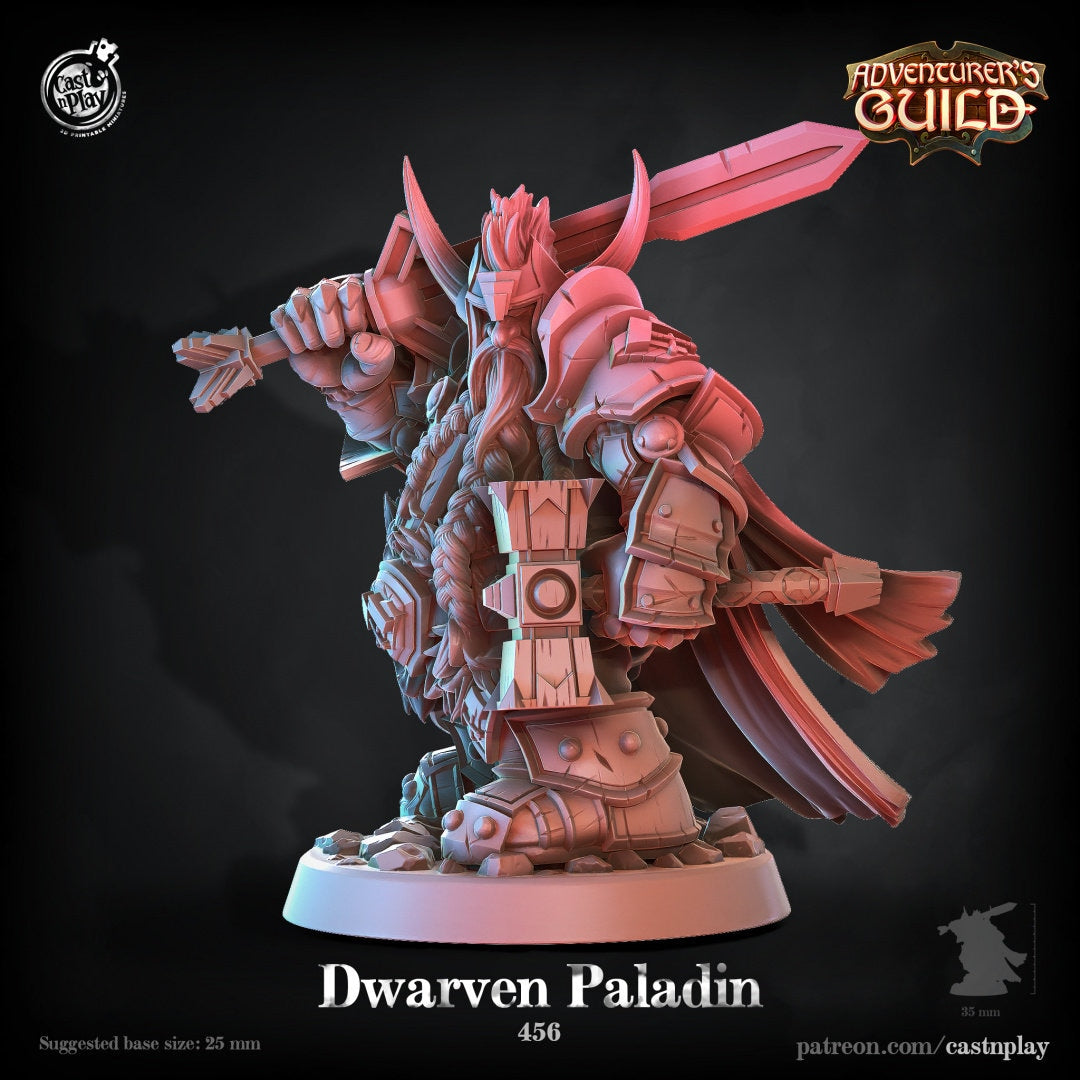 Dwarven Paladin | RPG Miniature for Dungeons and Dragons|Pathfinder|Tabletop Wargaming | Humanoid Miniature | Cast N Play