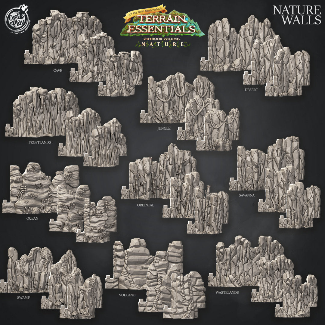 Nature Walls | Modular Terrain | RPG Miniature for Dungeons and Dragons|Pathfinder|Tabletop | DnD Terrain | Cast N Play