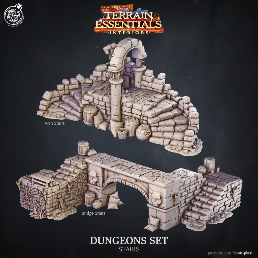 Dungeon Stairs | RPG Miniature for Dungeons and Dragons|Pathfinder|Tabletop | Scatter Terrain | Cast N Play