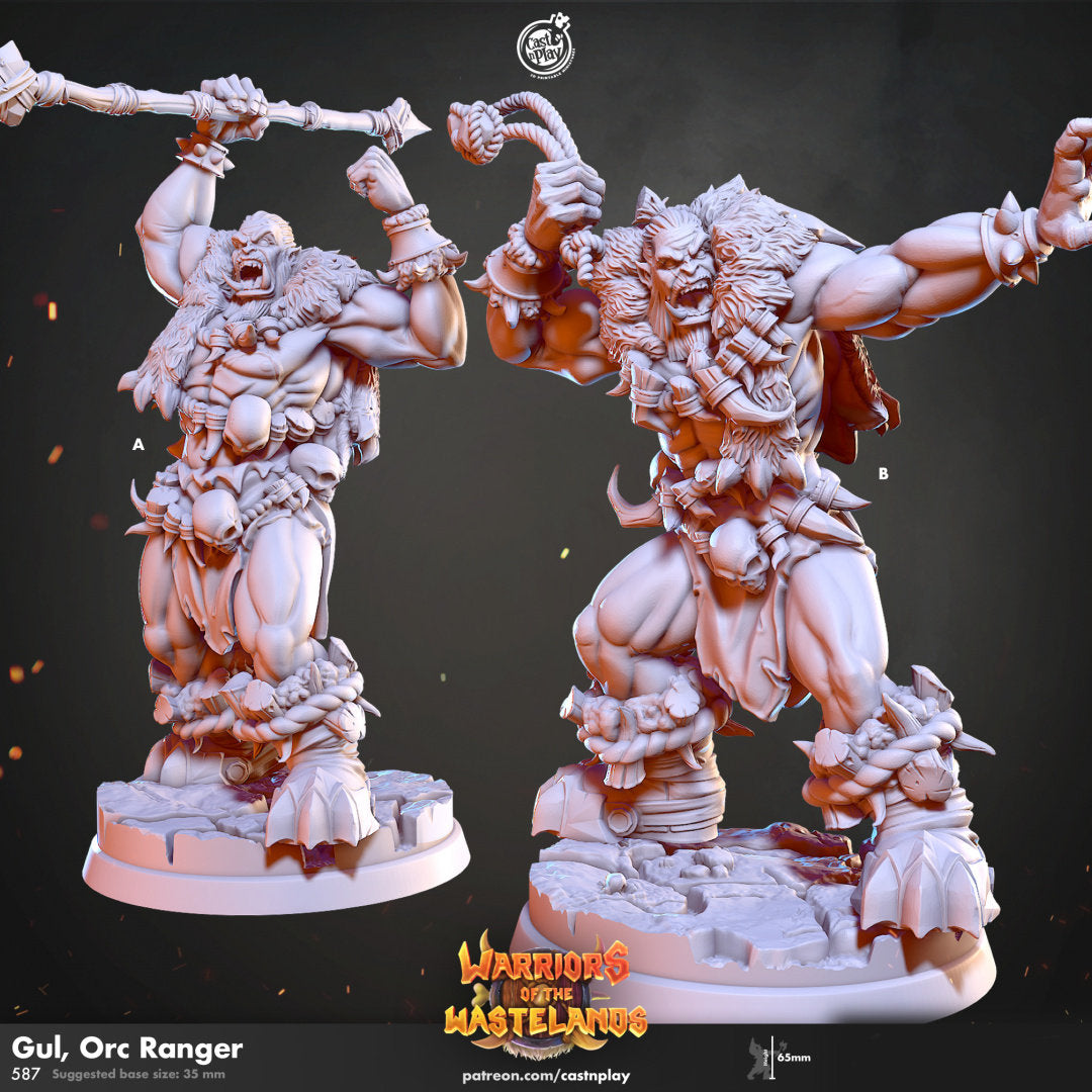 Gul, Orc Ranger | RPG Miniature for Dungeons and Dragons|Pathfinder|Tabletop Wargaming | Humanoid Miniature | Cast N Play
