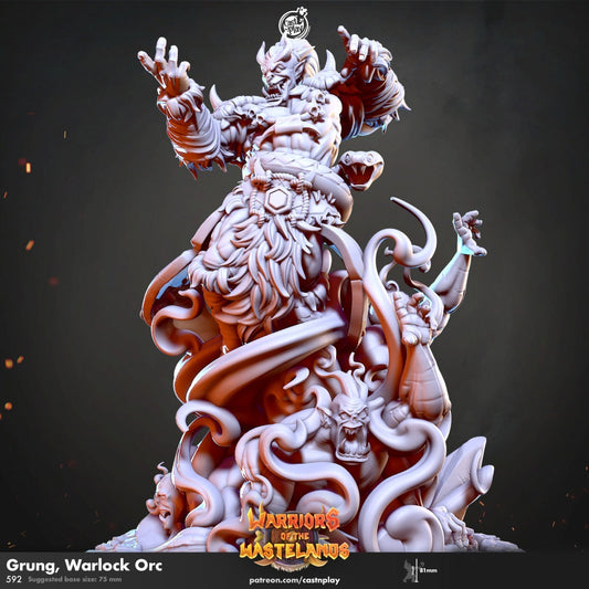 Grung, Warlock Orc | RPG Miniature for Dungeons and Dragons|Pathfinder|Tabletop Wargaming | Humanoid Miniature | Cast N Play