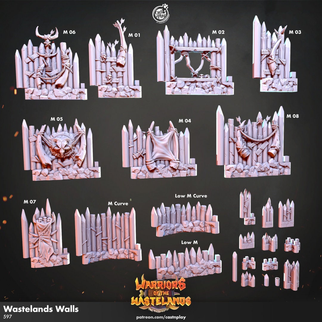 Wasteland Walls | Modular Terrain | RPG Miniature for Dungeons and Dragons|Pathfinder|Tabletop | Cast N Play