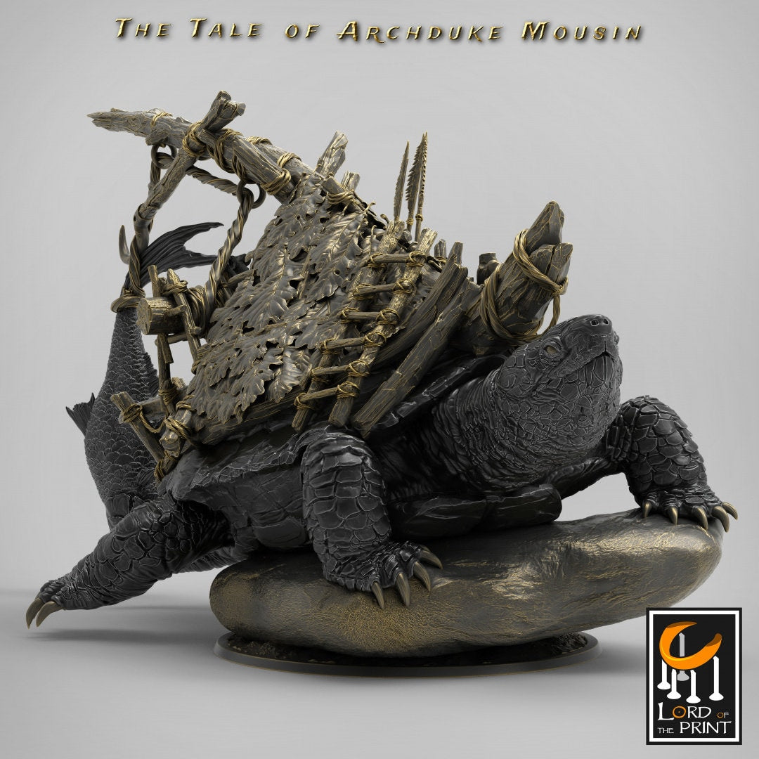 Giant Turtle with Mice | RPG Miniature for Dungeons and Dragons|Pathfinder|Tabletop Wargaming | Monster Miniature | Lord of the Print