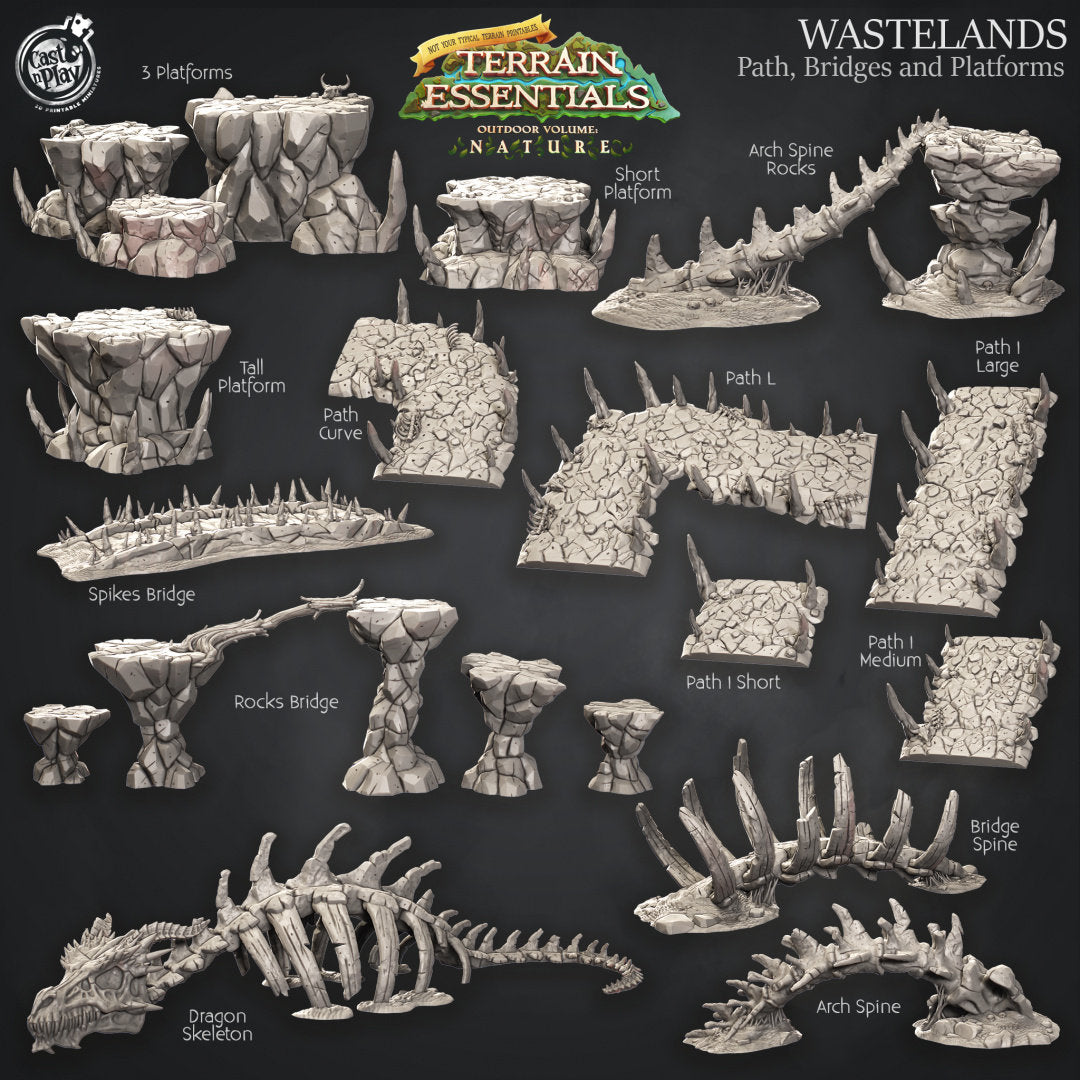 Wastelands Path, Bridges and Platforms | RPG Miniature for Dungeons and Dragons|Pathfinder|Tabletop | Scatter Terrain | Cast N Play