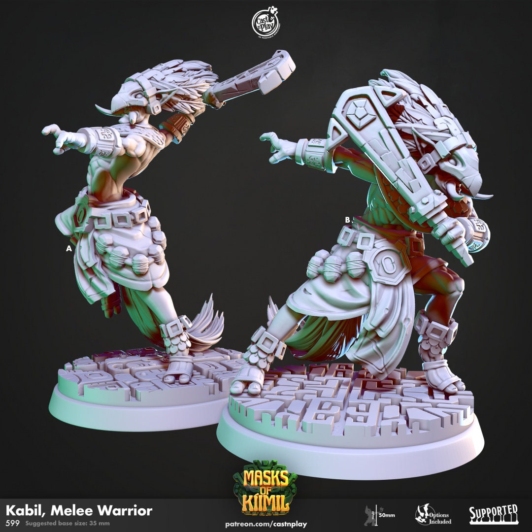 Kabil, Melee Warrior | RPG Miniature for Dungeons and Dragons|Pathfinder|Tabletop Wargaming | Humanoid Miniature | Cast N Play