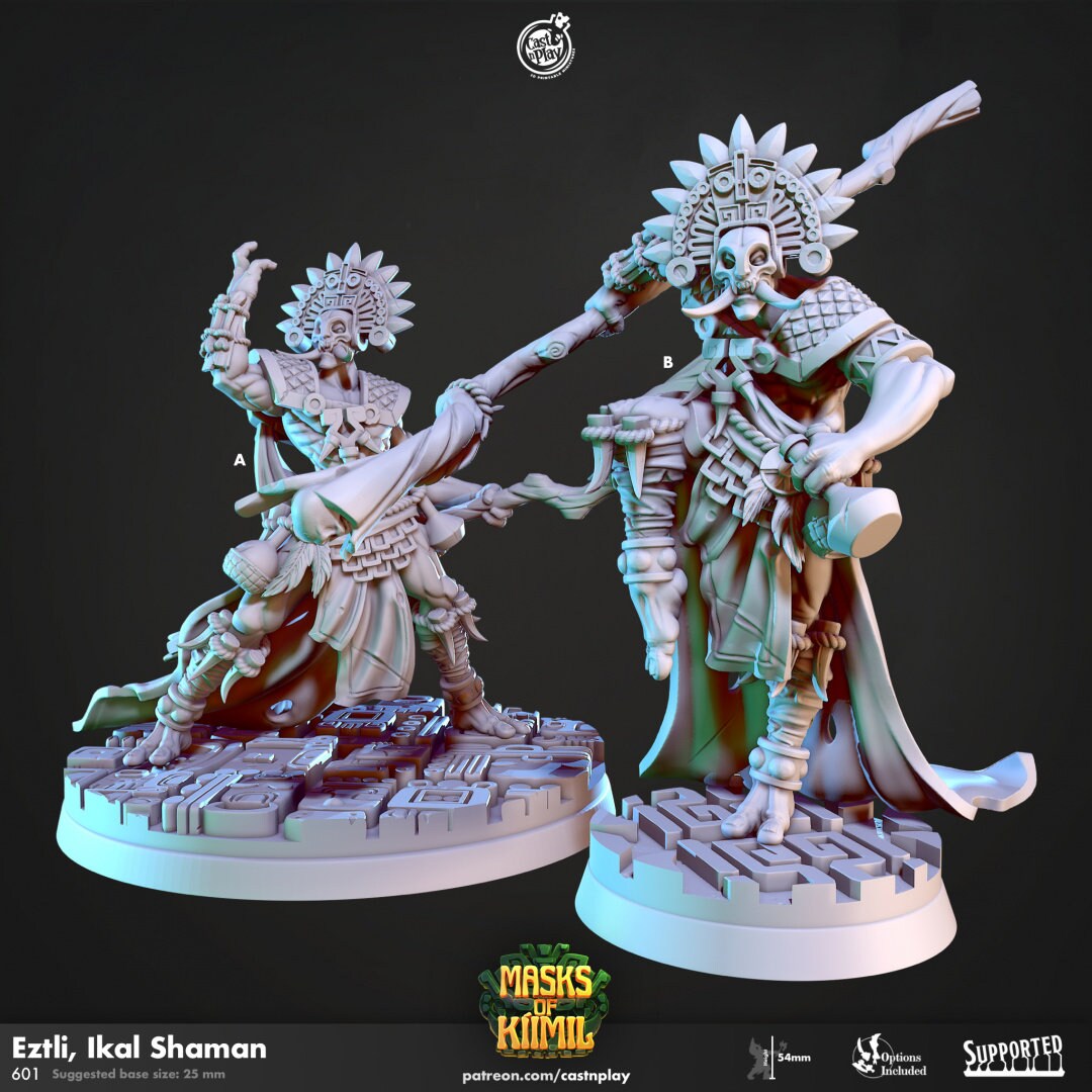 Eztli, Ikal Shaman | RPG Miniature for Dungeons and Dragons|Pathfinder|Tabletop Wargaming | Humanoid Miniature | Cast N Play
