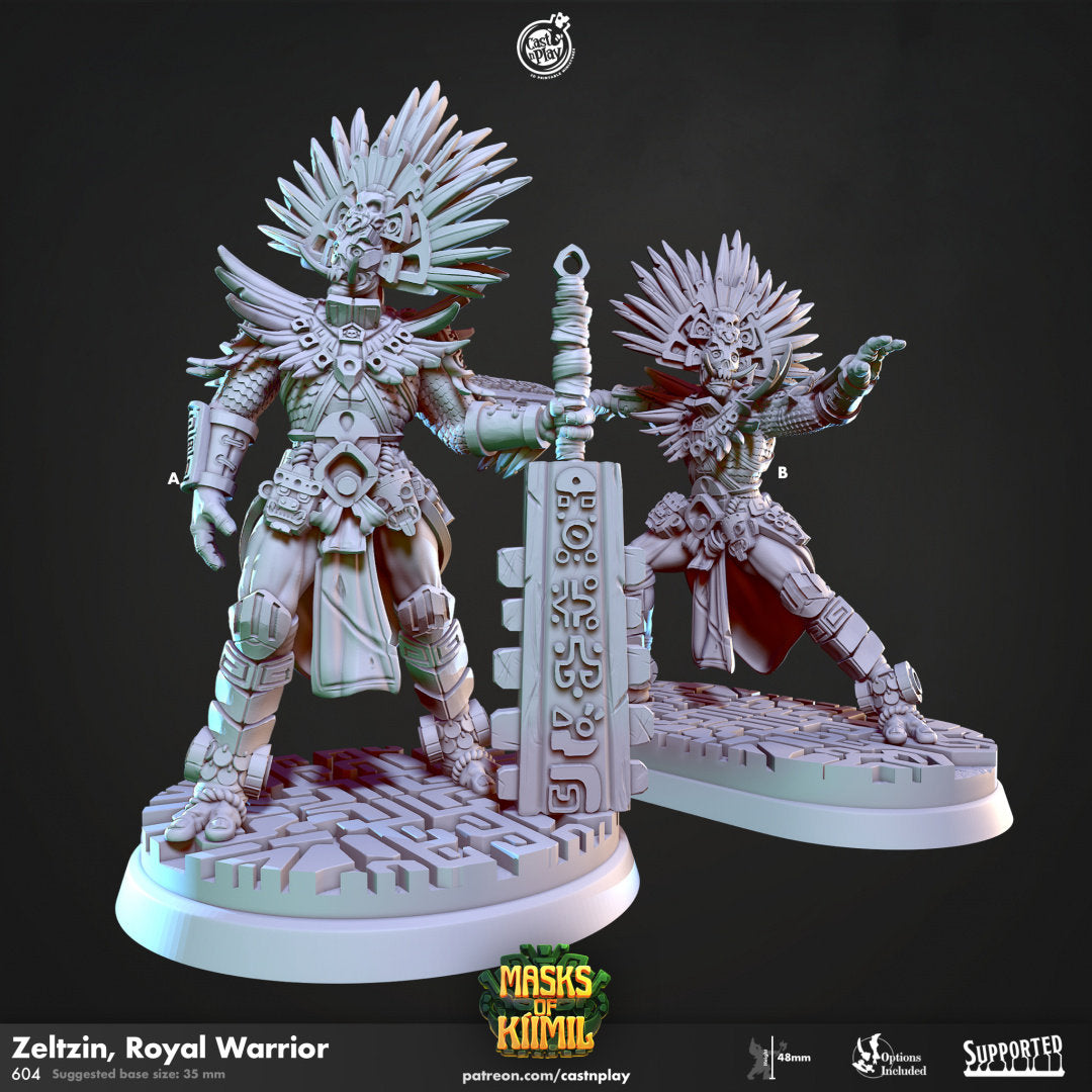 Zeltzin, Royal Warrior | RPG Miniature for Dungeons and Dragons|Pathfinder|Tabletop Wargaming | Humanoid Miniature | Cast N Play