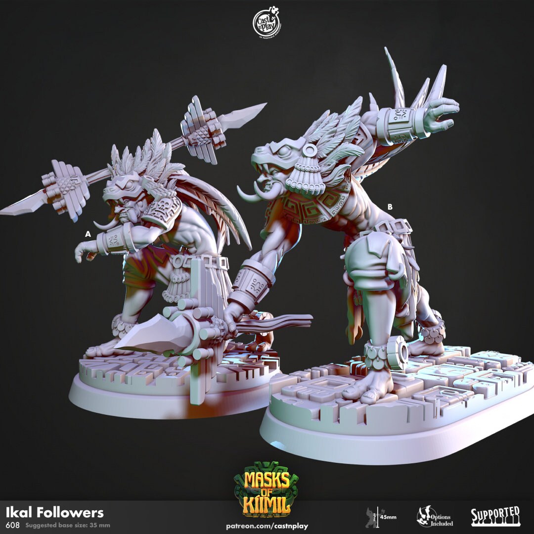 Ikal Followers | RPG Miniature for Dungeons and Dragons|Pathfinder|Tabletop Wargaming | Humanoid Miniature | Cast N Play