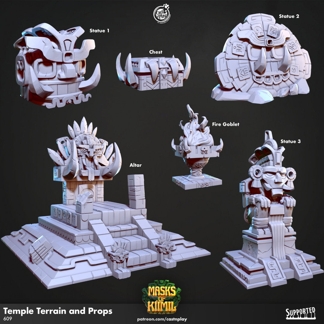 Temple Terrain and Props | Temple Terrain | RPG Miniature for Dungeons and Dragons | Scatter Terrain | Cast N Play