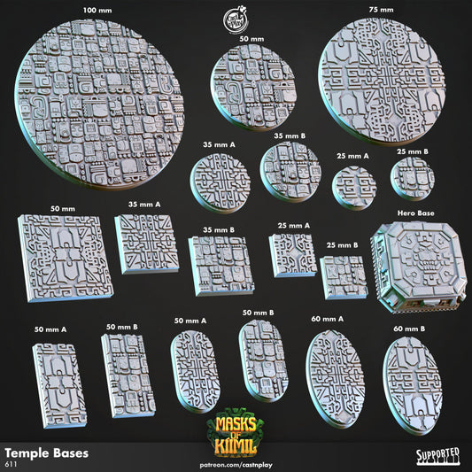 Temple Bases | Custom Miniature Bases for Dungeons and Dragons|Pathfinder|Tabletop Wargaming | Cast N Play