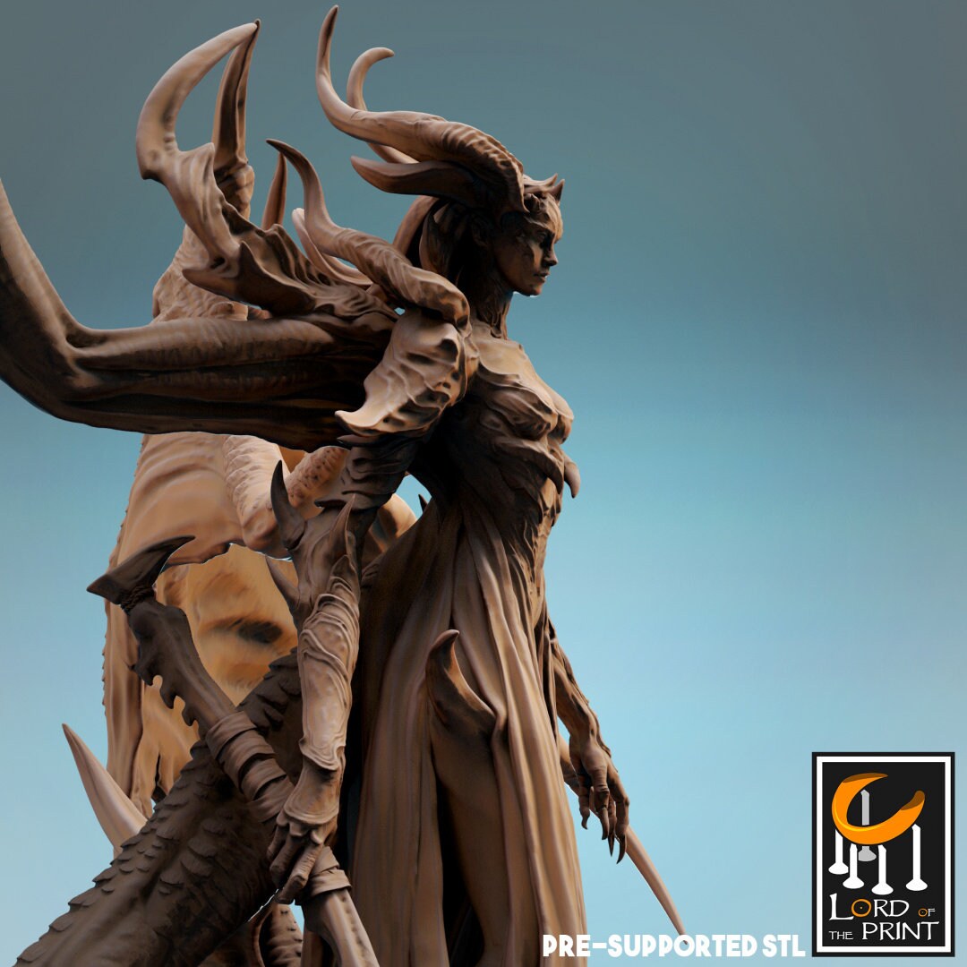 Demon Queen | RPG Miniature for Dungeons and Dragons|Pathfinder|Tabletop | Demon Miniature | Lord of the Print