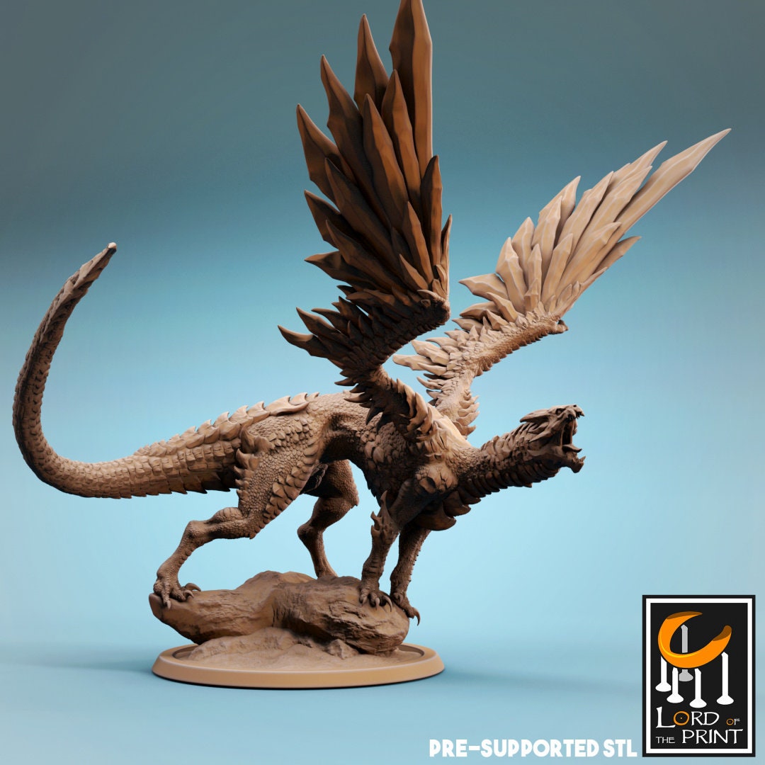 Young Steel Dragon | RPG Miniature for Dungeons and Dragons|Pathfinder|Tabletop Wargaming | Dragon Miniature | Lord of the Print