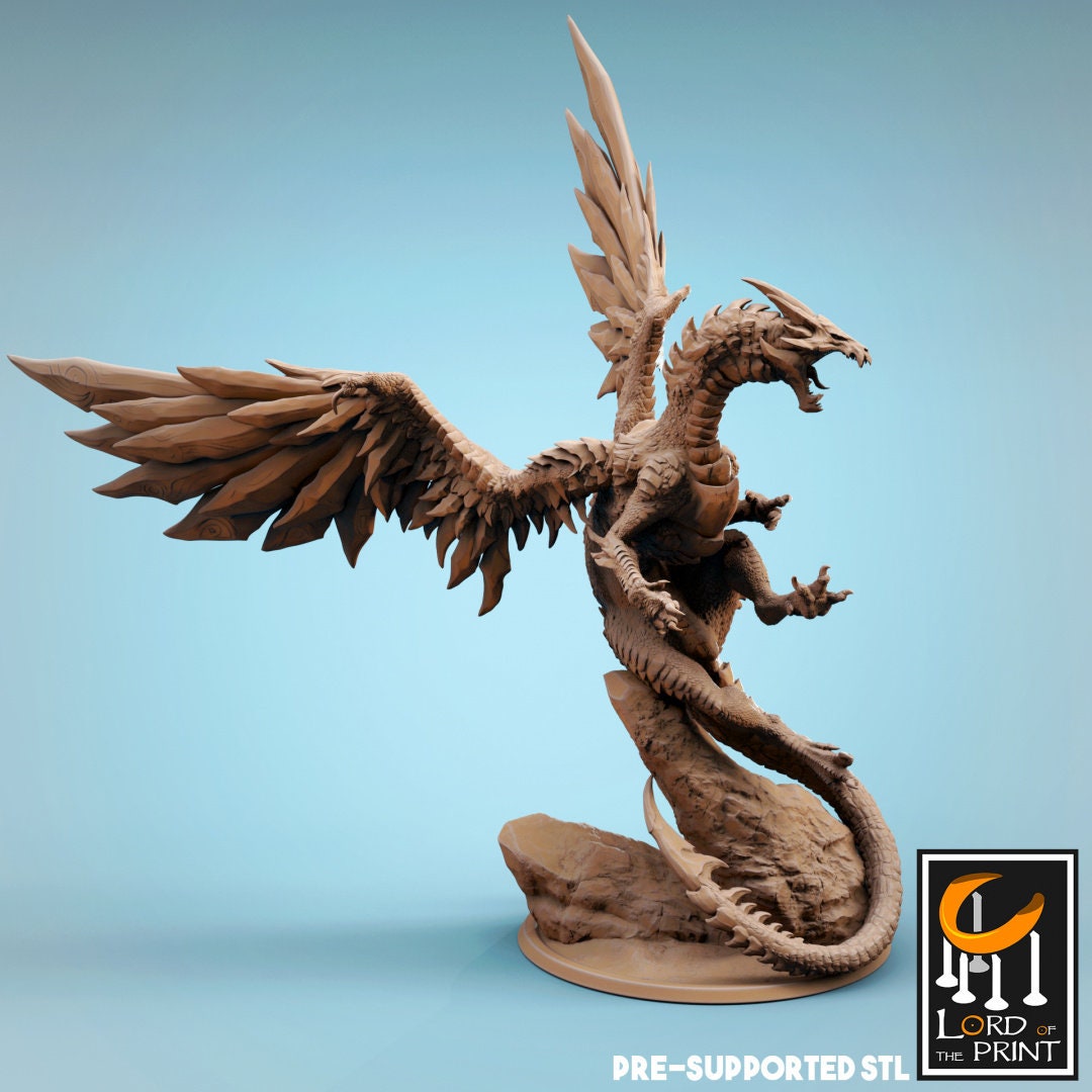 Adult Steel Dragon | RPG Miniature for Dungeons and Dragons|Pathfinder|Tabletop Wargaming | Dragon Miniature | Lord of the Print