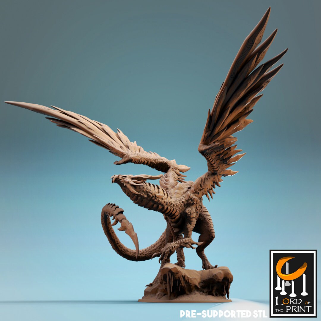Elder Steel Dragon | RPG Miniature for Dungeons and Dragons|Pathfinder|Tabletop Wargaming | Dragon Miniature | Lord of the Print