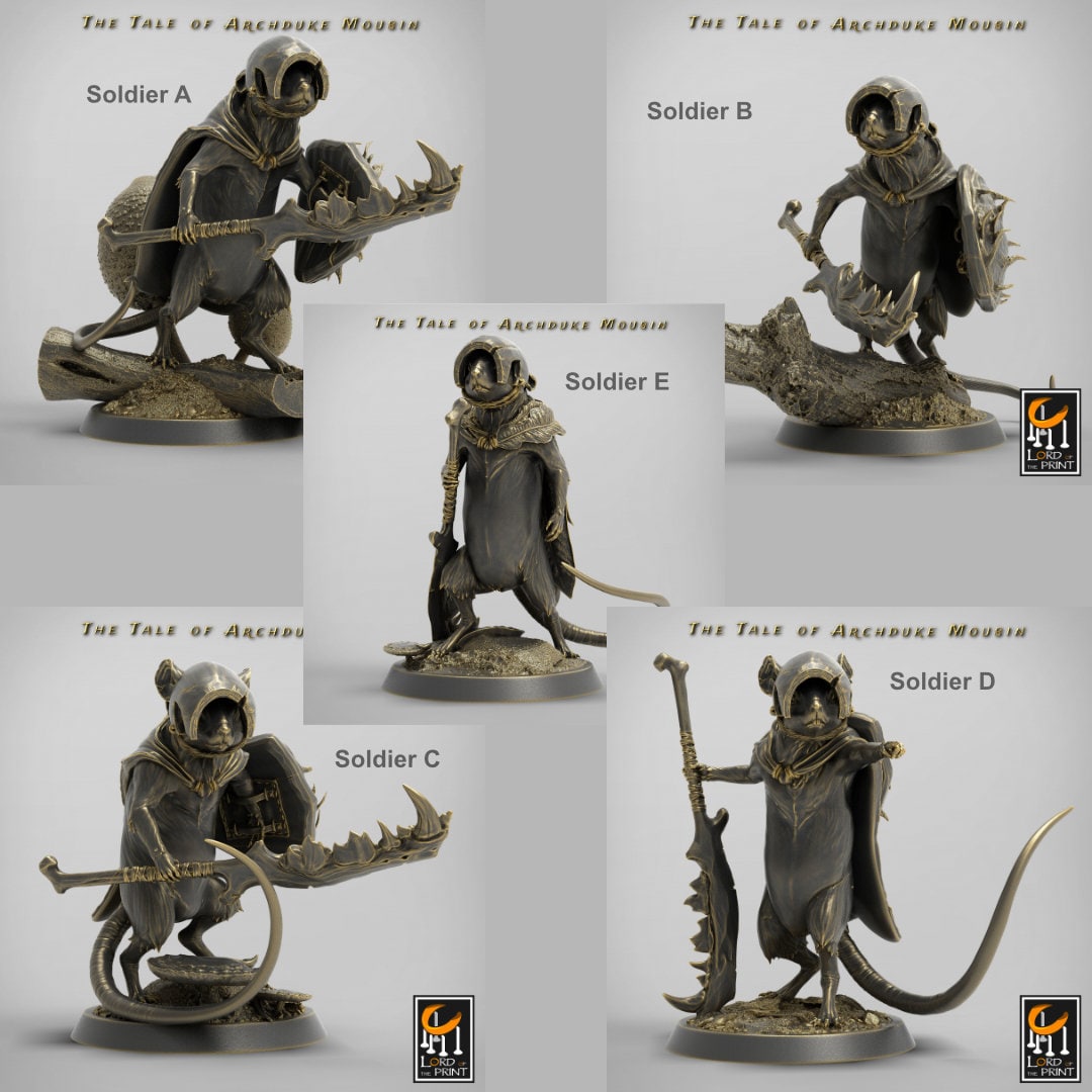 Mouse Characters | RPG Miniature for Dungeons and Dragons|Pathfinder|Tabletop Wargaming | Humanoid Miniature | Lord of the Print