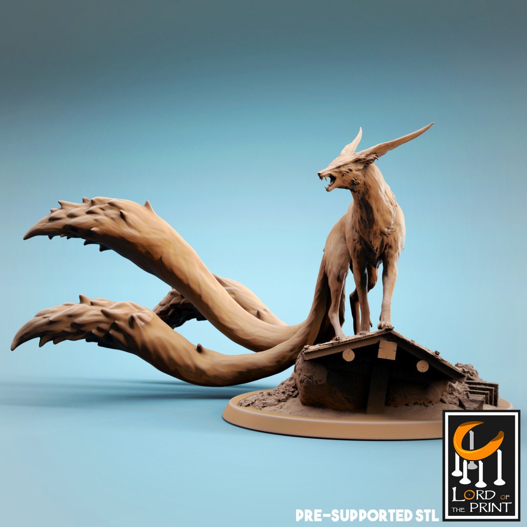 Kitsune | RPG Miniature for Dungeons and Dragons|Pathfinder|Tabletop Wargaming | Beast Miniature | Lord of the Print