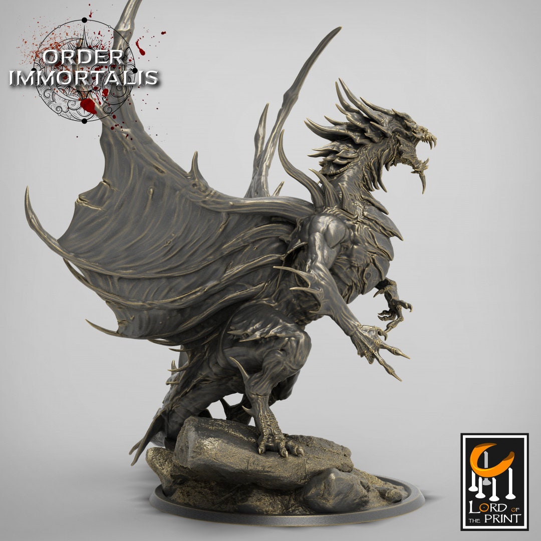 Adult Blood Dragon | RPG Miniature for Dungeons and Dragons|Pathfinder|Tabletop Wargaming | Dragon Miniature | Lord of the Print