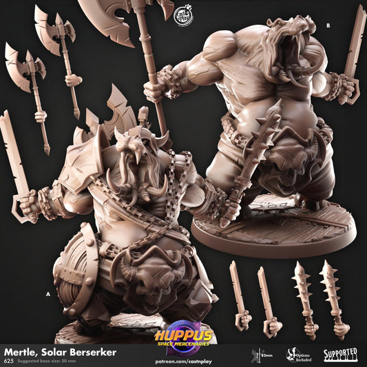 Mertle - Solar Berserker | RPG Miniature for Dungeons and Dragons|Pathfinder|Tabletop Wargaming | Humanoid Miniature | Cast N Play