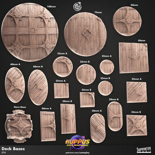 Deck Bases | Custom Miniature Bases for Dungeons and Dragons|Pathfinder|Tabletop Wargaming | Cast N Play