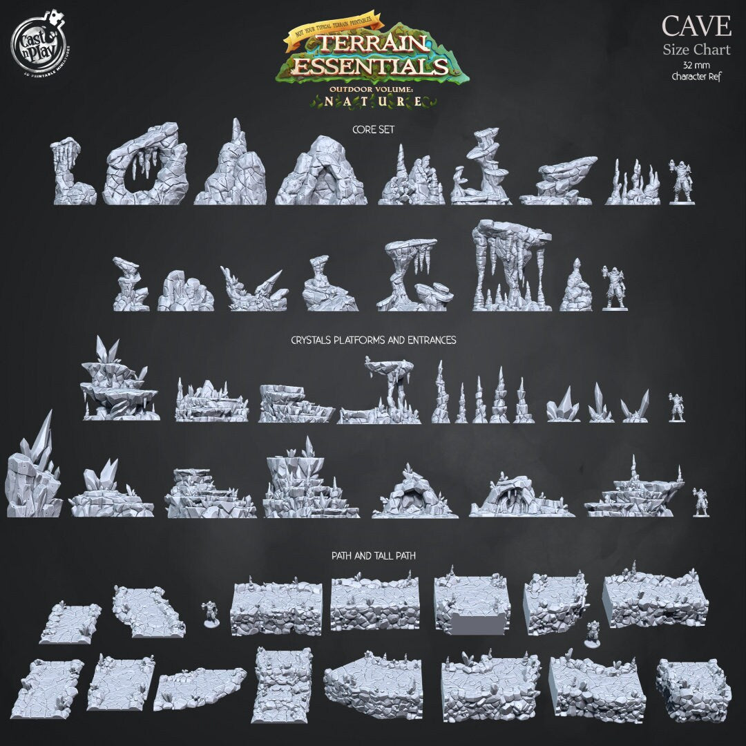 Cave Core Scatter | Cave Terrain | RPG Miniature for Dungeons and Dragons|Pathfinder|Tabletop Wargaming | Scatter Terrain | Cast N Play
