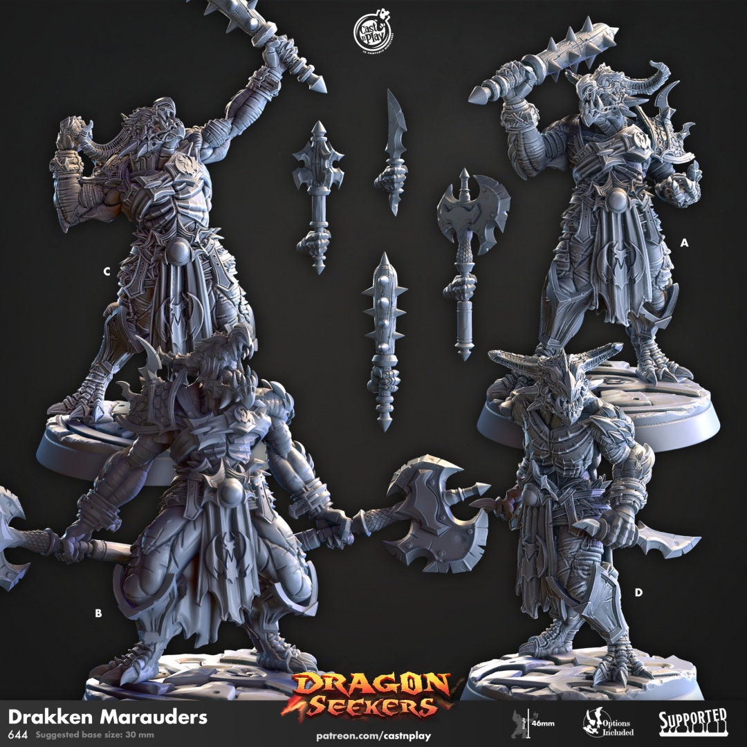 Dragon Seekers - Part 2 | RPG Miniature for Dungeons and Dragons|Pathfinder|Tabletop Wargaming | Dragonborn Miniature | Cast N Play