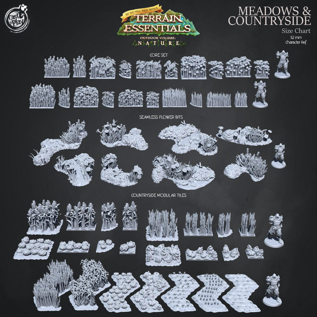 Flower Modular Tiles | RPG Miniature for Dungeons and Dragons|Pathfinder|Tabletop | Scatter Terrain | Cast N Play