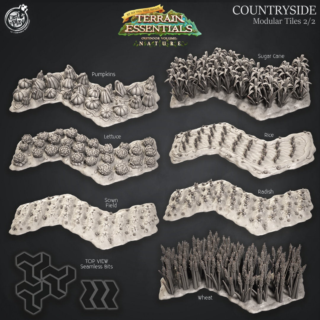 Countryside Modular Z Tiles | RPG Miniature for Dungeons and Dragons|Pathfinder|Tabletop | Scatter Terrain | Cast N Play