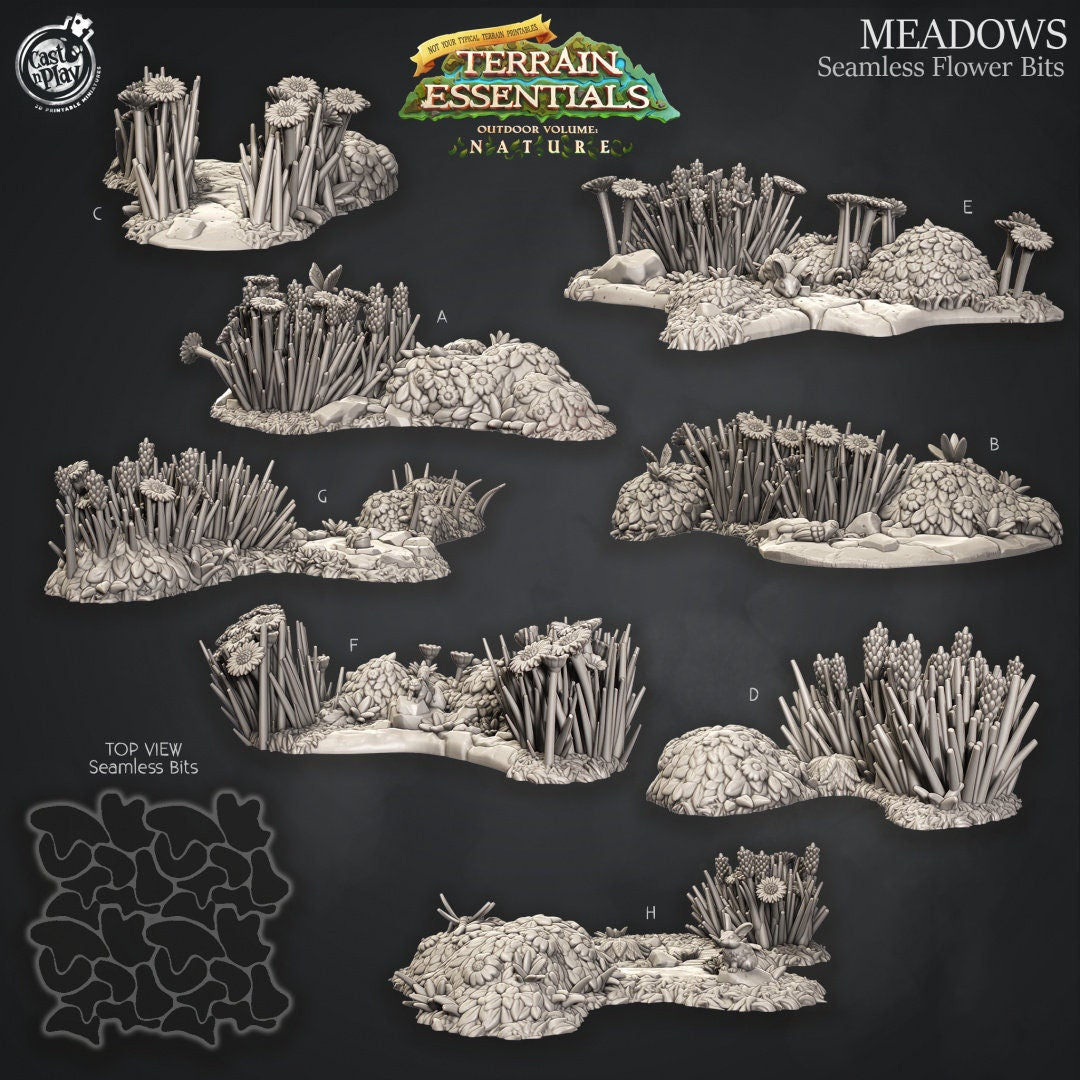 Flower Modular Tiles | RPG Miniature for Dungeons and Dragons|Pathfinder|Tabletop | Scatter Terrain | Cast N Play