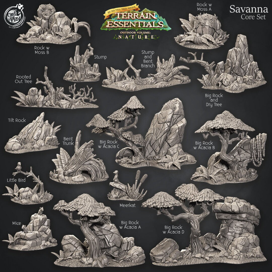 Savanna Terrain | RPG Miniature for Dungeons and Dragons|Pathfinder|Tabletop | Scatter Terrain | Cast N Play