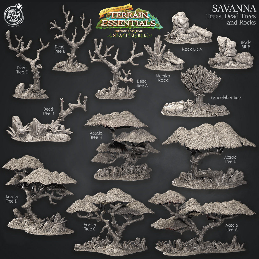Savanna Dead Trees | RPG Miniature for Dungeons and Dragons|Pathfinder|Tabletop | Scatter Terrain | Cast N Play