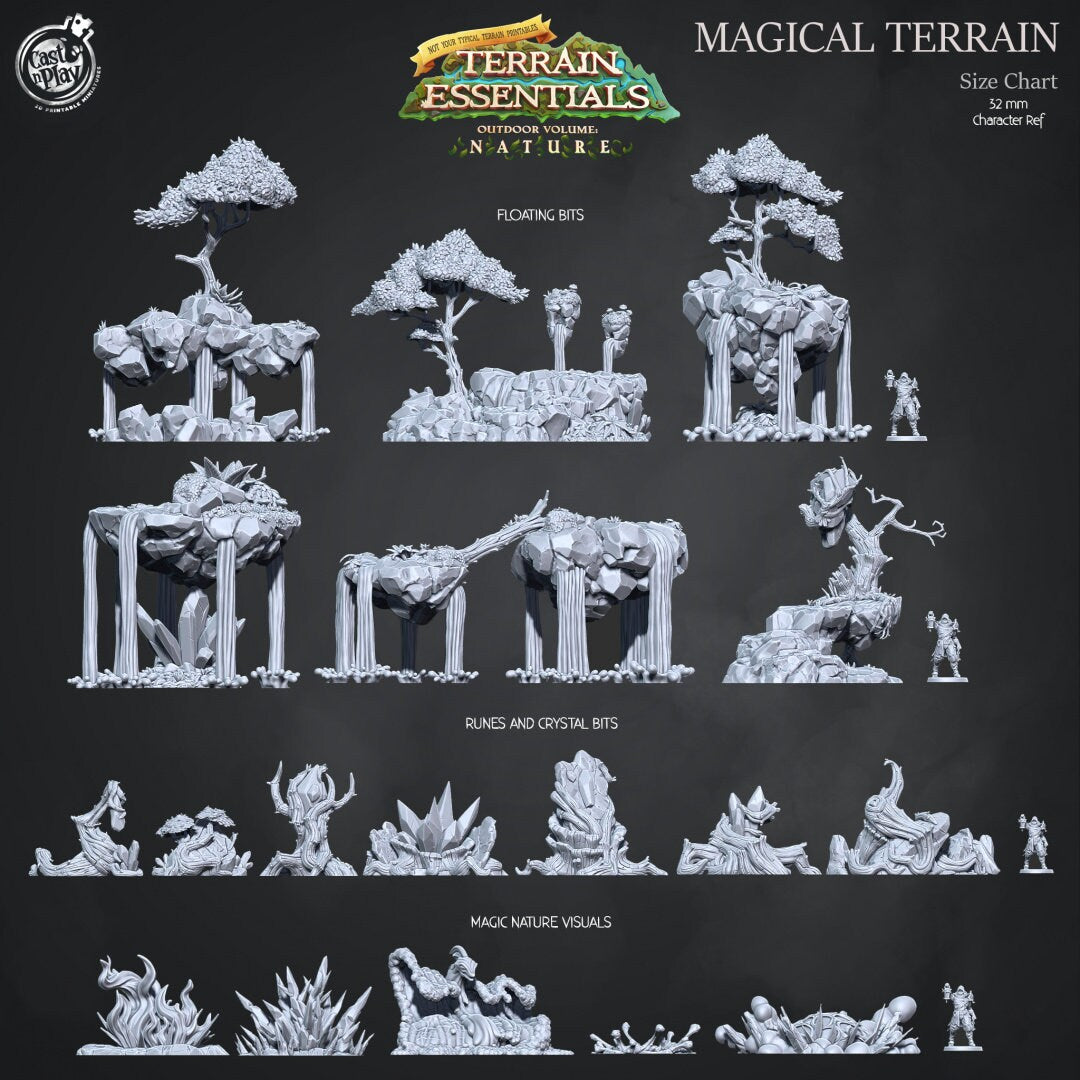 Magical Floating, Rune and Crystal Bits | RPG Miniature for Dungeons and Dragons|Pathfinder|Tabletop | Scatter Terrain | Cast N Play