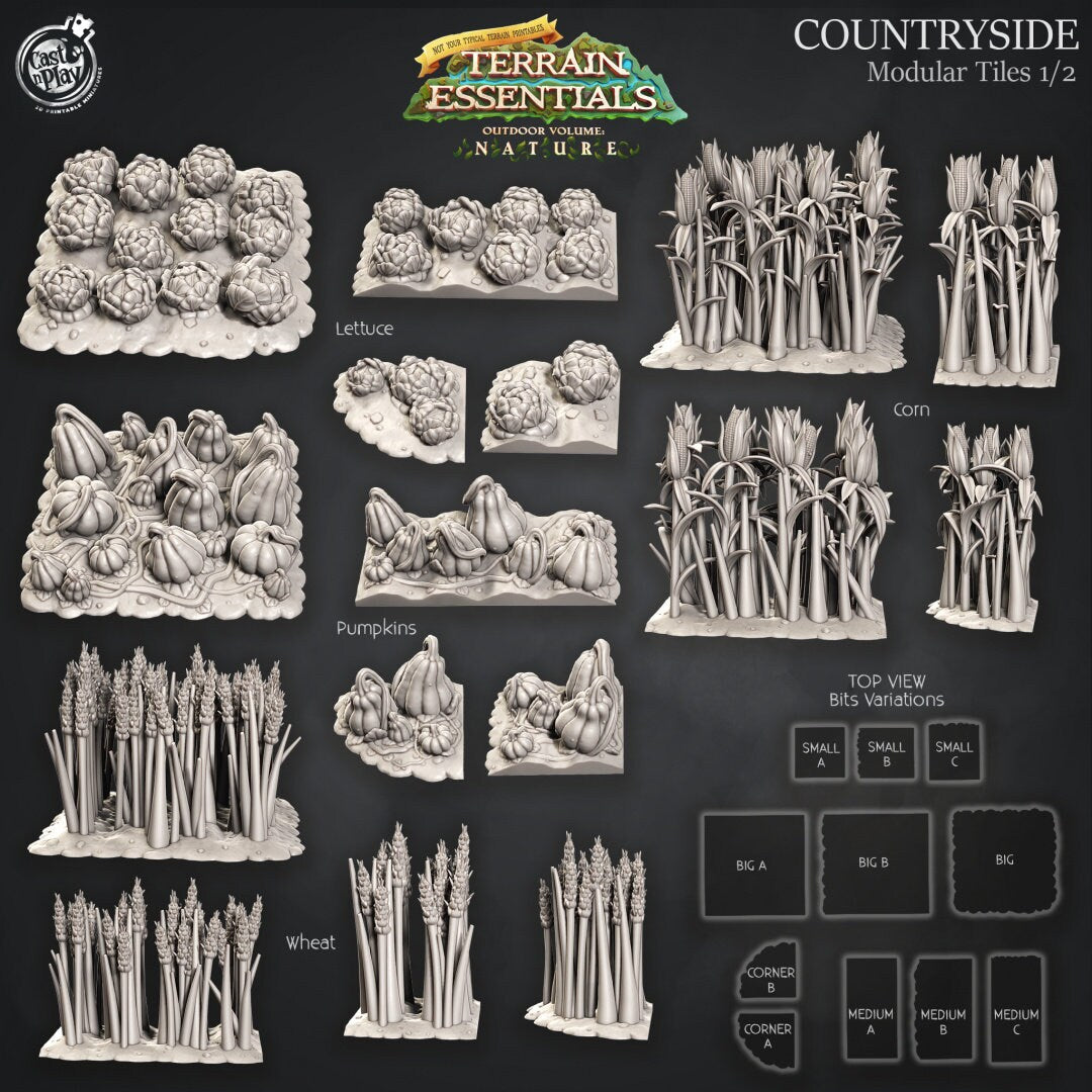 Countryside Modular Tiles | RPG Miniature for Dungeons and Dragons|Pathfinder|Tabletop | Scatter Terrain | Cast N Play