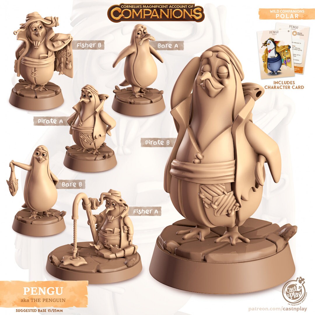 Penguin Companion | RPG Miniature for Dungeons and Dragons|Pathfinder|Tabletop Wargaming | Companion Miniature | Cast N Play