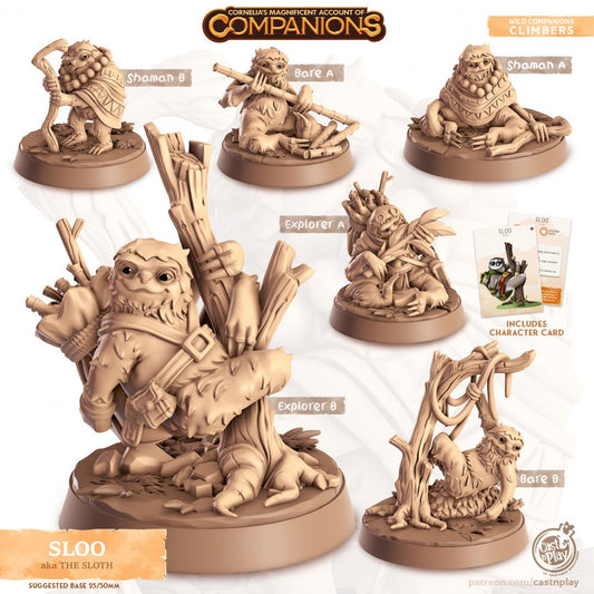 Sloth Companion | RPG Miniature for Dungeons and Dragons|Pathfinder|Tabletop Wargaming | Companion Miniature | Cast N Play